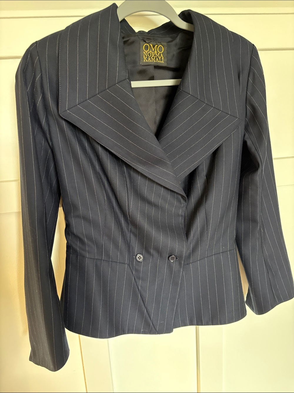 Vintage OMO Norma Kamali Blazer Navy Pinstripe